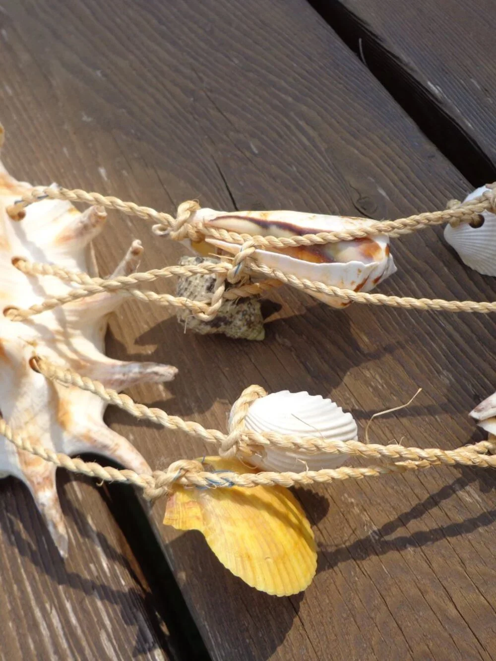 Sea Shells/Rope Wind Chime Nautical Coastal Authentic Various Shells 32
